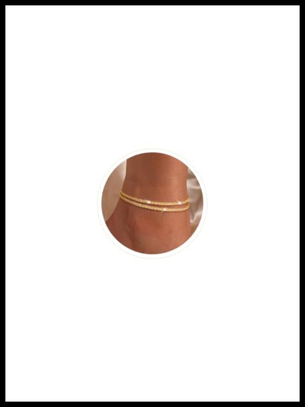 14K Gold Plated Layered Anklet Chain Adjustable Waterproof